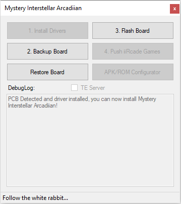 Board connected in programming mode